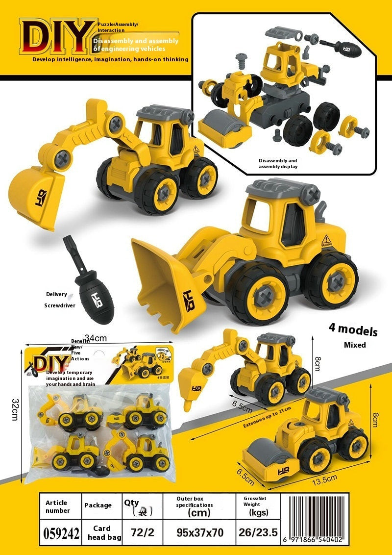 Disassembly And Assembly 4 In One Deformation Scene Engineering Vehicle Sliding Track Crane Excavator Toy