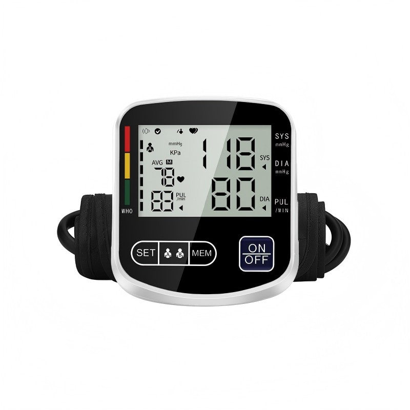 Multifunctional Home Blood Pressure Monitor With Cuff, Records 99 Measurements And Tracks Heart Rate