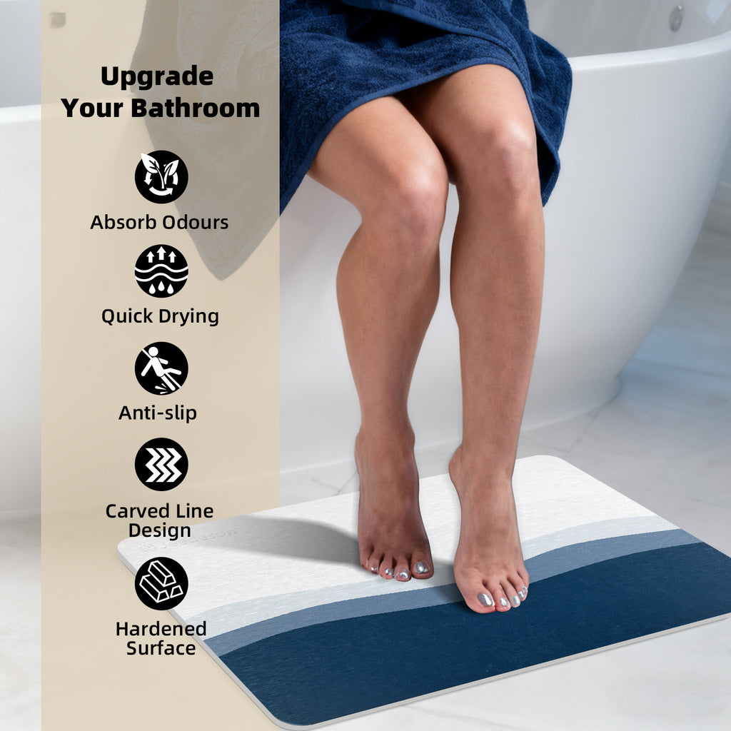 Diatomaceous Earth Stone Bath Mat - Quick Dry, Non-Slip, All-Season Use 15.35 In. X 23.62 In.
