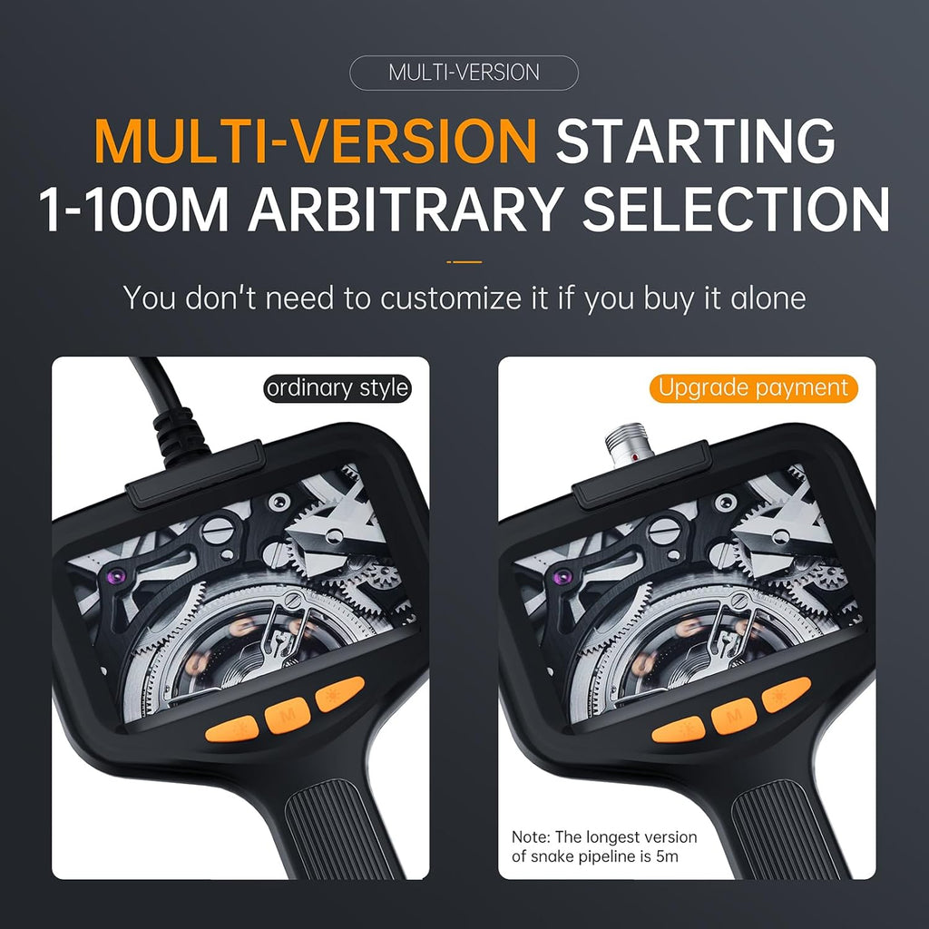 Borescope With Light, Industrial Endoscope Inspection Camera  With Light - 2,5,10m Snake Camera For Automotive, Aircraft, And Pipe Inspection - Portable Boroscope With Led Lighting For Clear Visual In