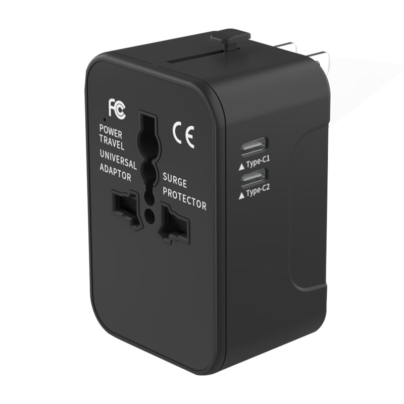 Travel Adapter Worldwide All In One International Power Adapter Universal Adapter Plug With 2.1A Dual USB Charging Ports For Asia Europe UK AUS And USA