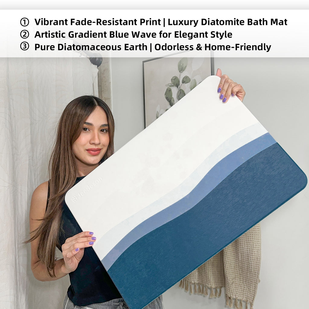 Diatomaceous Earth Stone Bath Mat - Quick Dry, Non-Slip, All-Season Use 15.35 In. X 23.62 In.