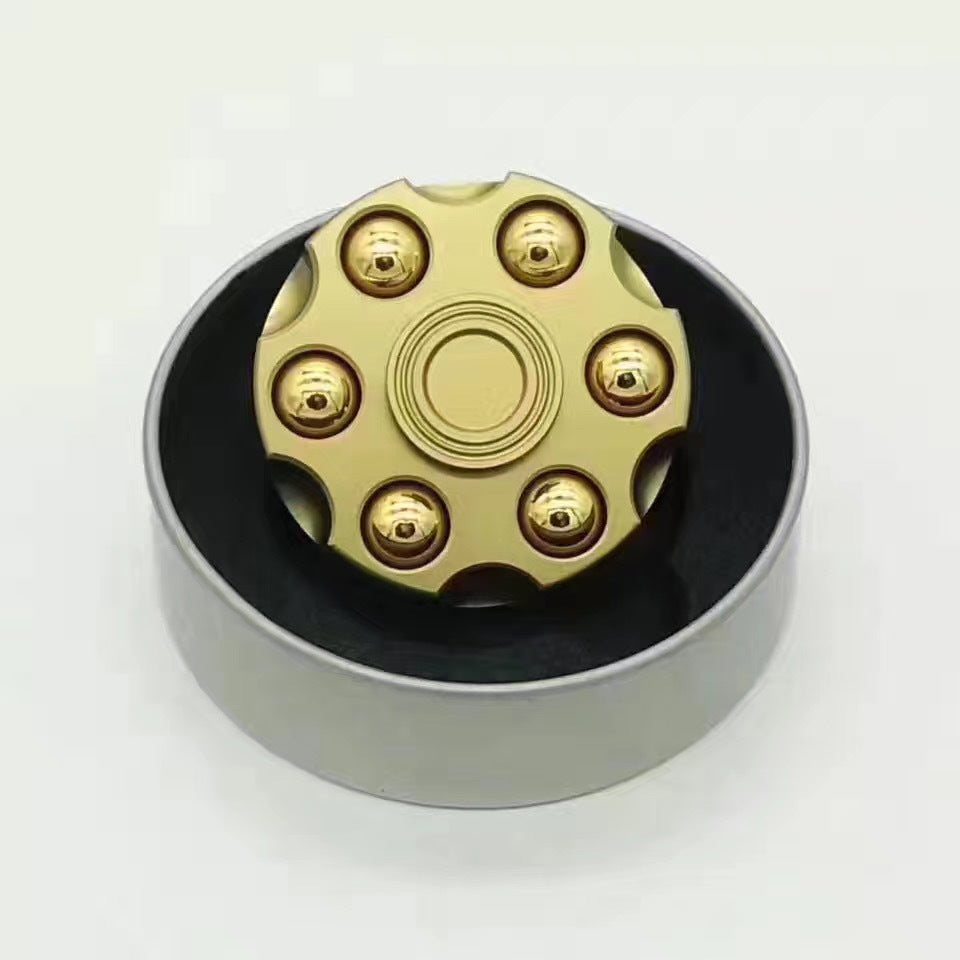 Unique Brass Gun Revolver Bullet Fidget Toy Spinner Copper Hand Spinners Detachable Rotating Sensory Finger Top For Kids Adults