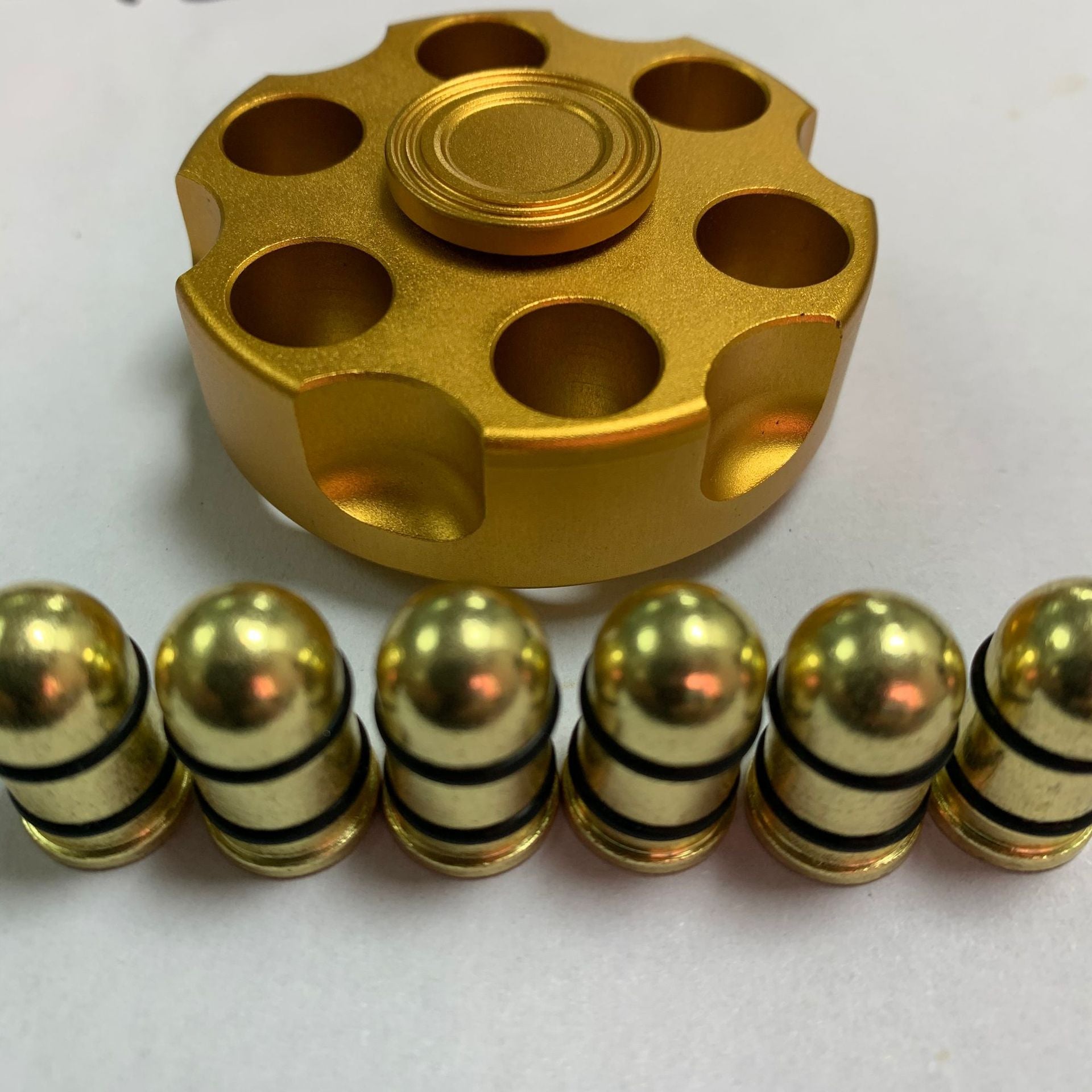 Unique Brass Gun Revolver Bullet Fidget Toy Spinner Copper Hand Spinners Detachable Rotating Sensory Finger Top For Kids Adults