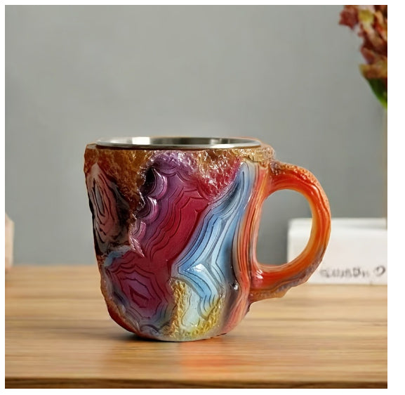 400ml Resin Mineral Crystal Coffee Mugs With Handles Elegant Fake Mineral Crystal Cup For Workplace Home Decor Christmas Gift Kitchen Gadgets