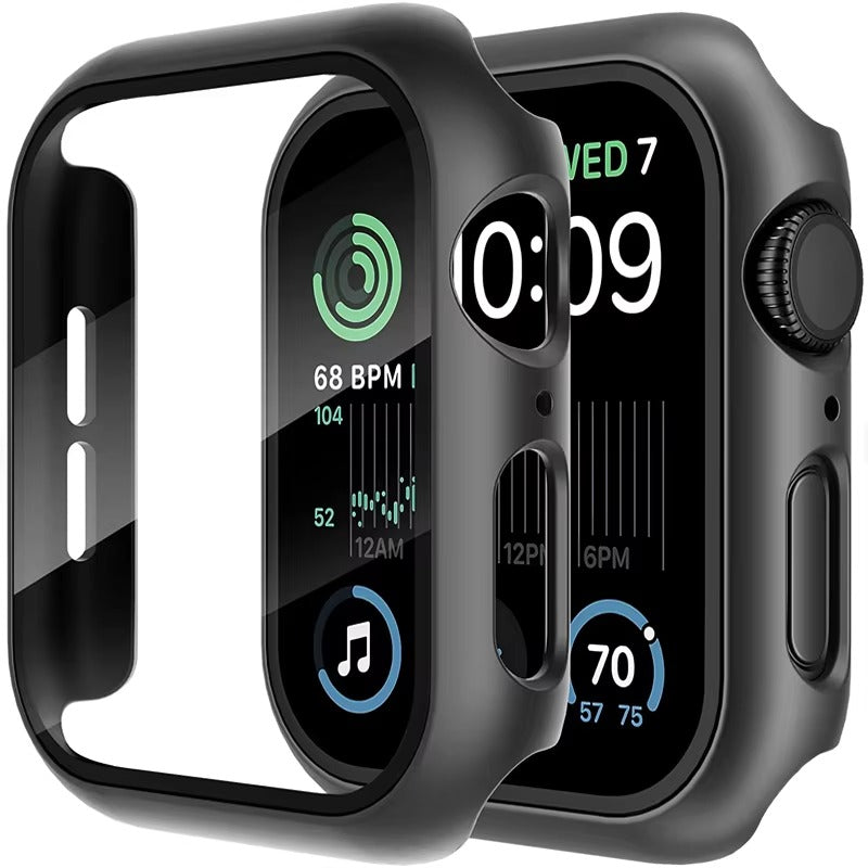 PREMIUM 360° PROTECTIVE CASE WITH TEMPERED GLASS | APPLE WATCH ACCESSORY WITH 9H SCREEN PROTECTION, HARD PC FRAME, MULTI-LAYER REINFORCEMENT AND FULL COVER ANTI-SCRATCH DESIGN